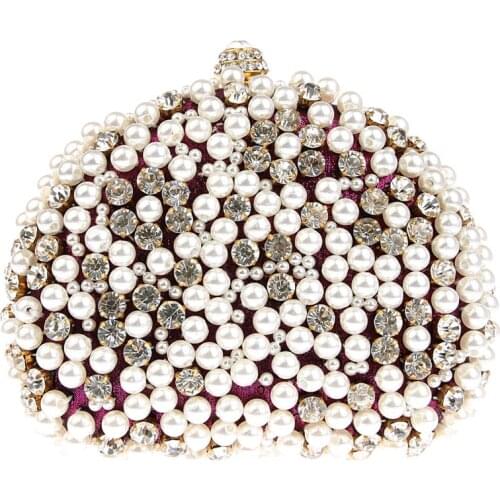 Evening Bags Women Clutch Bags Evening Clutch Bags Wedding Bridal Handbag Pearl Beaded Lace Rose Fashion Rhinestone Bags WY188