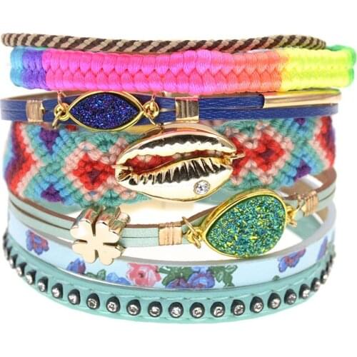 Handmade women Bohemia bracelets fashion wrap leather bracelets Magnetic Clasp bracelet Female Jewelry gifts wholesale