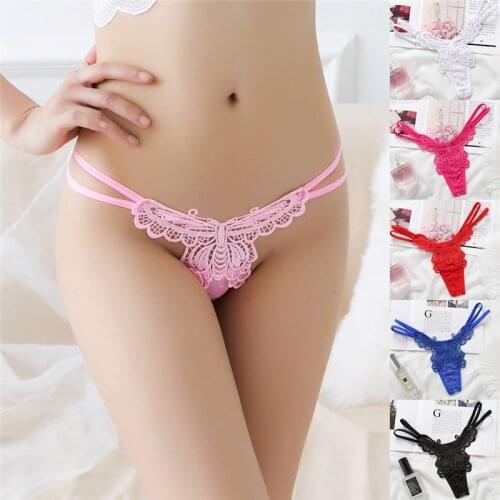 Women Sexy Opening Crotch Panties Ladies Flower Lace Female Briefs Thongs G-string Lingerie Sexy Underwear