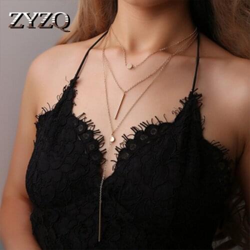 ZYZQ New Trendy Geometric Necklace Fashion Triple Layered Bohemia Style Necklace Daily Wear Accessories Jewelry Wholesale Lots