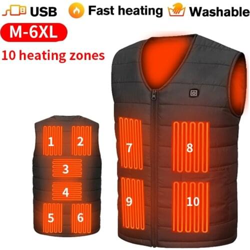 Usb Heated Vest V Neck Heart Jacket Plus Size Men Sportswear Electric Heated Vest Jacket Heart Coat for Camping
