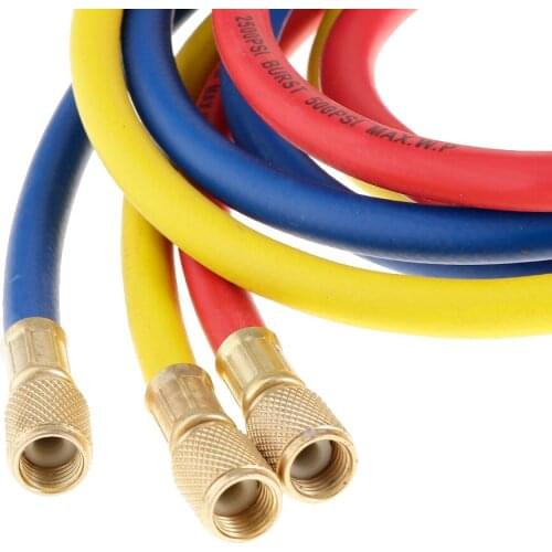 1.5m 1/4'SAE 600PSI Charging Hoses Without Shut HVAC R410a,R134+Adapters