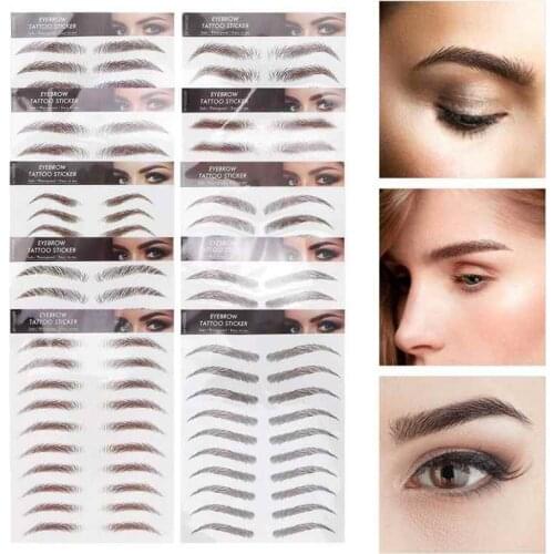 10 Sheets Waterproof Eyebrow Stickers Disposable Temporary Brow False Eyebrows Sticker Set Black Brown
