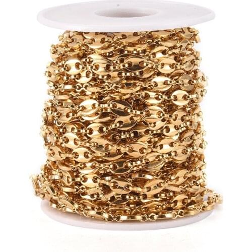 10m/roll 304 Stainless Steel Coffee Bean Chains Vacuum Plating Necklace Bracelet Link Chains for DIY Jewelry Making Accessories