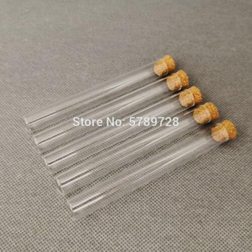 100pcs/lot Lab 12x100mm Flat bottom Glass Test Tube With Cork stopper Thickened glass tube laboratory chemical apparatus