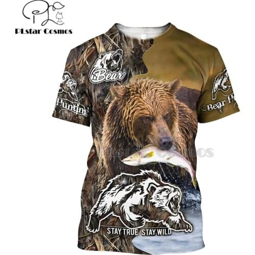 2020 Fashion Men hoodies 3D Printed bear HUNTING t-shirt tees shorts sleeve Apparel Unisex big black bear Bow streetwear-4