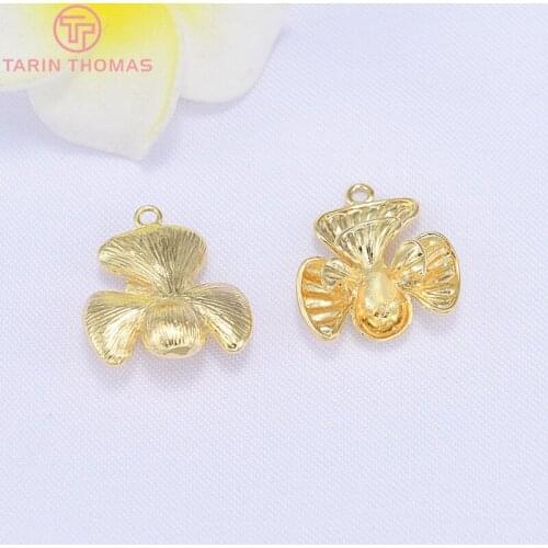 6PCS 10x20MM 24K Gold Color Plated Flower Pendants Charms High Quality DIY Jewelry Making Findings Accessories