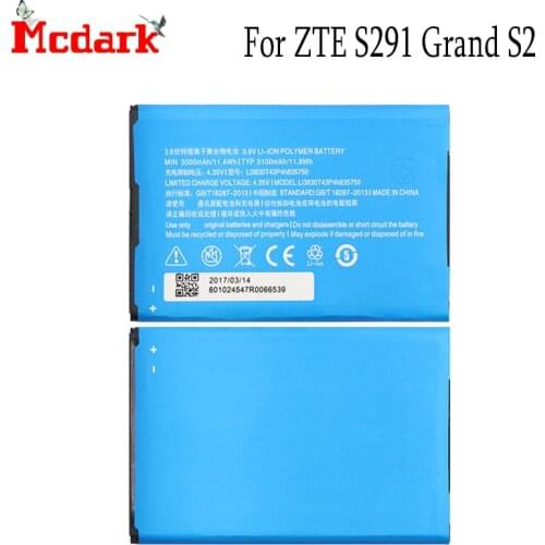 Li3830T43P4h835750 For ZTE V5 MAX N958st S2004 S291 Grand SII S2 Battery Batterie Bateria Accumulator 3000mAh