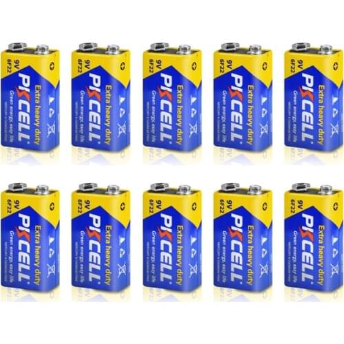 10PC PKCELL 9V Battery 6F22 Equal to CR9V ER9V 6LR61 batteries Extra heavy duty Carbon Zinc 9 Volt Battery for Toy Remote