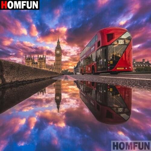 HOMFUN Full Square/Round Drill 5D DIY Diamond Painting "the view of the city" Embroidery Cross Stitch 5D Home Decor A08032