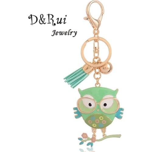 Owl Key Chain With Glasses Trendy Classic Enamel Zinc Alloy Key Chains for Women&Girl Cute Bird Key chain Charm Fashion Jewelry