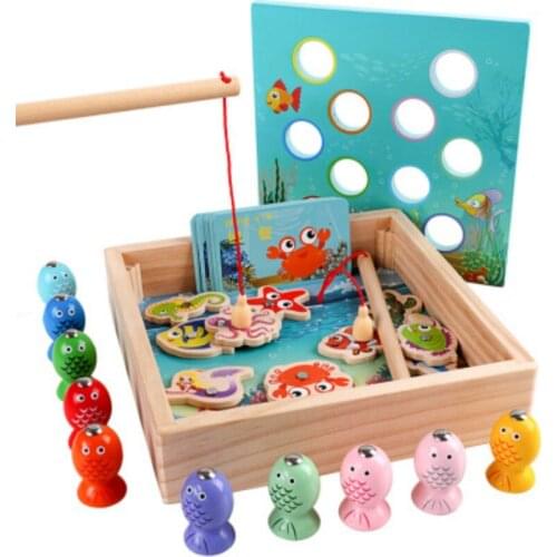 Children Wooden Toys Magnetic Games Fishing Toy Game Kids 3D Fish Baby Kids Educational Toys Outdoor Funny Boys Girl Gifts