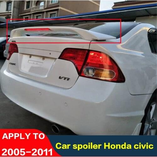 FOR Auto Parts Spoiler WING Honda Civic 2005-2011 CAR Trunk Rear LIP Tail FIN With LED Brake Lights OLD Civic Sedan Refit