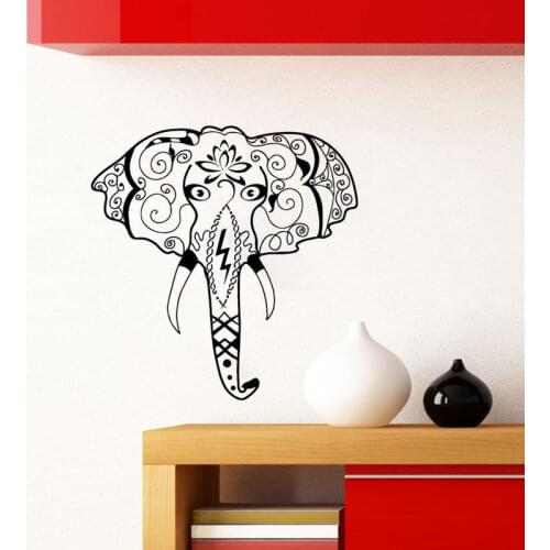 Indian Elephant Face Ganesha Pattern Wall Sticker Vinyl Art Elephant Head Wall Mural For Home Bedroom Wall Art Decor Y-526