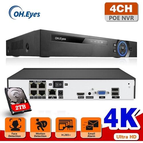 H.265 HEVC 4CH POE NVR Security IP Camera video Surveillance CCTV System P2P ONVIF 5MP 8MP Network Video Recorder