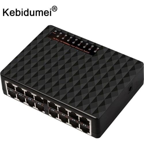 Kebidumei 10/100Mbps 16 Ports Fast Ethernet Network Switch with EU plug LAN RJ45 Vlan Switcher Hub For Desktop