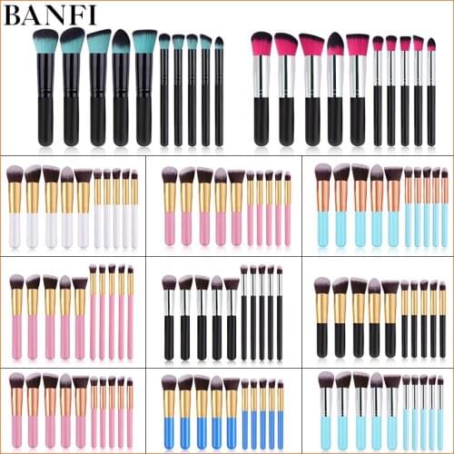 BANFI 10pcs Eye Shadow Foundation Powder Makeup Brushes Portable Multifunctional Soft Cosmetics Beauty Makeup Brush Set Tools