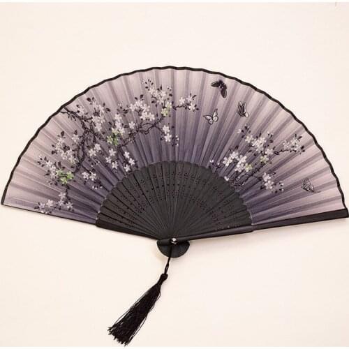 Chinese Hand Held Blossom Folding Fans Dance New Wedding Party Cosplay Prop Colorful Vintage