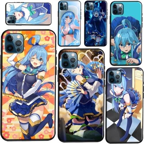 Cute aqua konosuba anime girl Soft Case For iPhone XR X XS Max SE 2020 12 Mini 11 Pro Max 7 8 Plus Phone Cover Coque