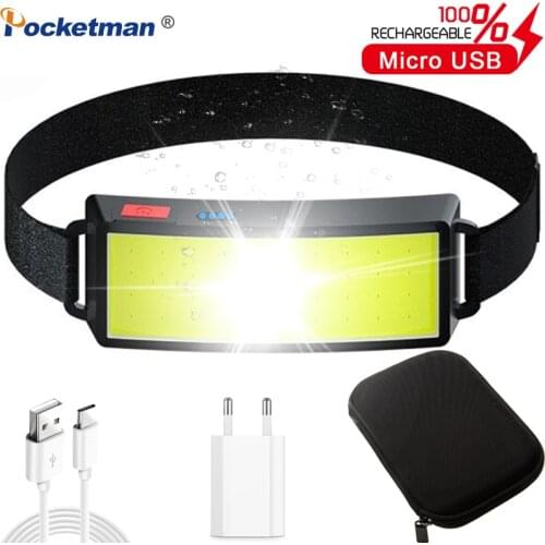 65000LM Strong Power COB LED Headlight USB Rechargeable Headlamp Portable Waterproof Head Lamp Built-in Battery Head Light