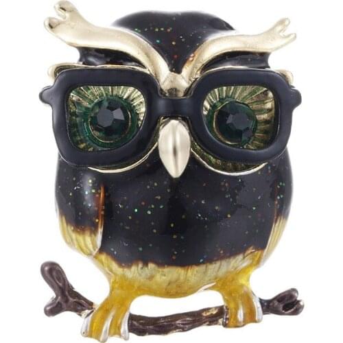 DoreenBeads Fashion Animal Brooches For Women Men Cute Green Eyes Owl Brooch Wear Glasses Fashion Enamel Pin Animal Brooch