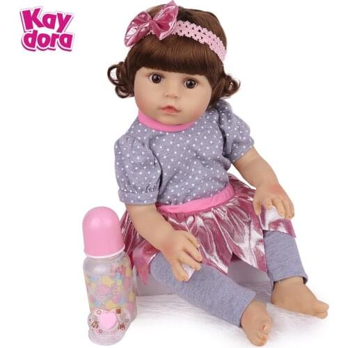Soft Full Body Silicone Reborn Baby Dolls 18 inch Lifelike Girl Fun Educational Toy Cute Bebe Boneca Menina Kids Children Toys