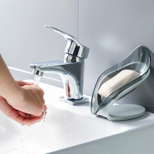 Leaf-shaped Soap Dish Box Soap Holder Drain Rack Toilet Soap Box Perforated Free Standing Suction Cup Bathroom Accessories