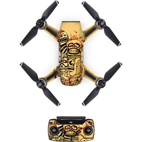 Funny Style Decal PVC Skin Sticker For DJI Spark Drone + Remote Controllers + 3 Batteries Protection Film Cover