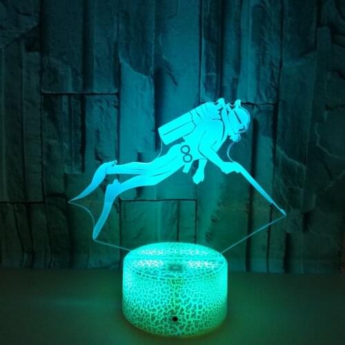 Novelty Diving Diver Shape 3D illusion Night Lamp USB LED Table Lamp 7 Colors Changing Children Sleeping Nightlight Home Decor