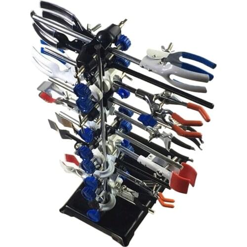 Medical Laboratory Research Retort Support Stand Platform Set with Flask Clamp Clip Ring Bosshead Burner Holder Metal Grip