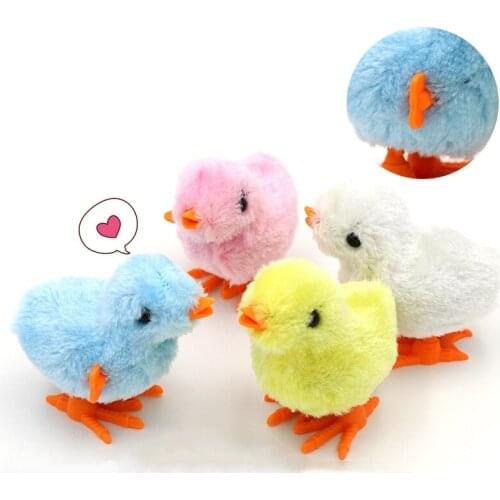 Hot Classic Vintage Clockwork Chick Animal Plush Toy Children Creative Puzzle Clockwork Toy Jumping Chick Baby Birthday Gifts