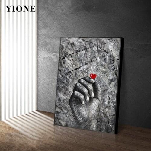 Hand Love Canvas Painting Abstract Black and White Graffiti Art Letters Wall Art Print Picture Poster for Living Room Home Decor