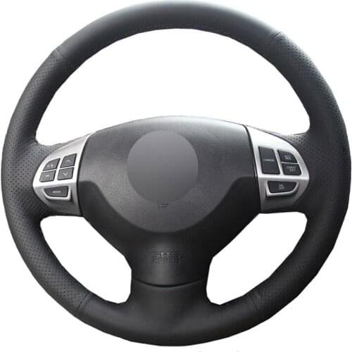 Hand Sewing Car Steering Wheel Cover Wrap Leather Suede For Mitsubishi Lancer X 10 2007-2015 Outlander 06-2013 ASX Pajero Sport