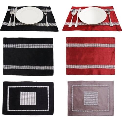 30X40CM Neoclassical Placemat Velour With Diamond Table Mat Wedding Decor Napkin Place Mats For Home Decoration кухонная посуда