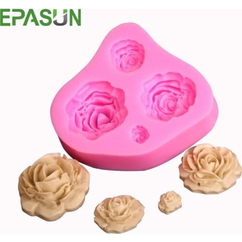 EPASUN Rose Silicone Soap Mold Making Fondant Flower Mold Moule Savon Form Cake Decorating Gunpaste Chocolate DIY Baking Tools