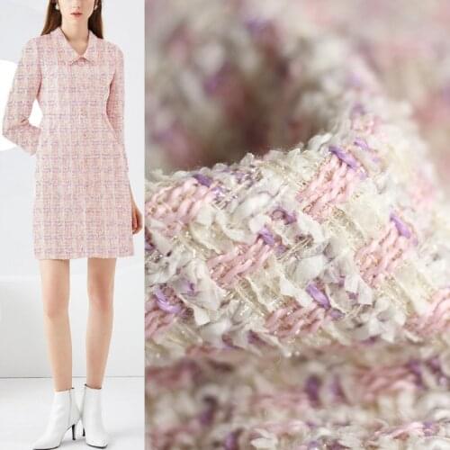Red Raspberry France Tweed Purple Pink Plaid Fabrics Garment Materials Autumn Women Coat Skirt DIY Sewing Cloth Freeshipping