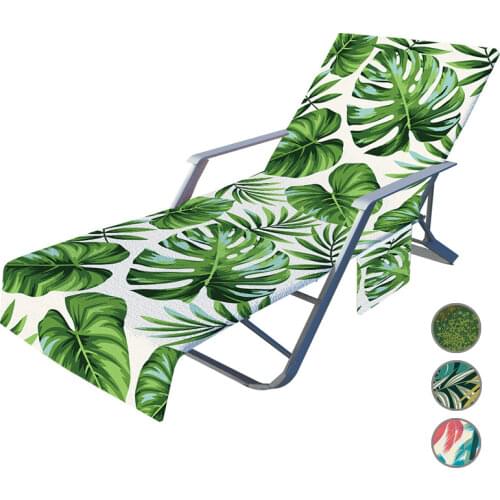 Rainforest Series Microfiber Lounge Towel with Side Pocket Portable Summer Beach Towel Soft Beach Chair Cover Recliner Towel
