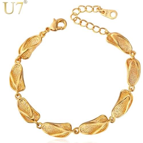 U7 Gold Color Bracelet Cute Sandals Charm Bracelets For Women Summer Jewelry Wholesale H693