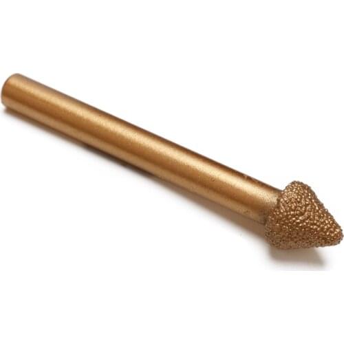 10mm 3/8" inch 60 90 Degree TAPER Head Brazed Diamond CNC Router Bit Rotary Burrs Grit 46 for Carving Engraving Stone Granite