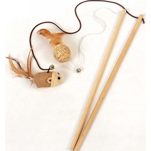 10pcs/lot Cheap Cat Toys interactive With Bells Funny Cats Wire Rods Flying Bell Pet Products Mouse Pumpkin Feather