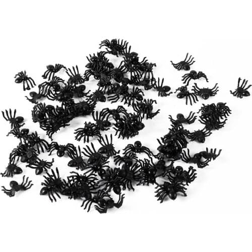 20/50/100 pcs 21*14mm Halloween Decoration Black Plastic Spider Black Fake Spiders Halloween Funny Joke Prank Realistic Props