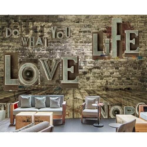 Beibehang papier peint mural 3d Brick wallpaper retro nostalgic embossed english alphabet tv background 3d wallpaper wall behang