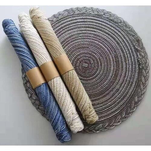 4Pcs Round PP Pad Placemats Tea Trays Placemat Table Mats Kitchen Accessories Home Supp Decoration Woven Coasters Heat Resistant
