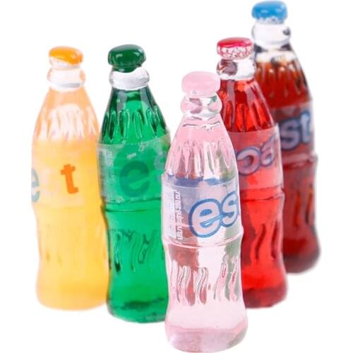 5pcs Japanese Kawaii Resin Simulation Food 3D Soda Cola Bottle DIY 1:12 Dollhouse Miniature Decoration Resin Crafts Kitchen Toys