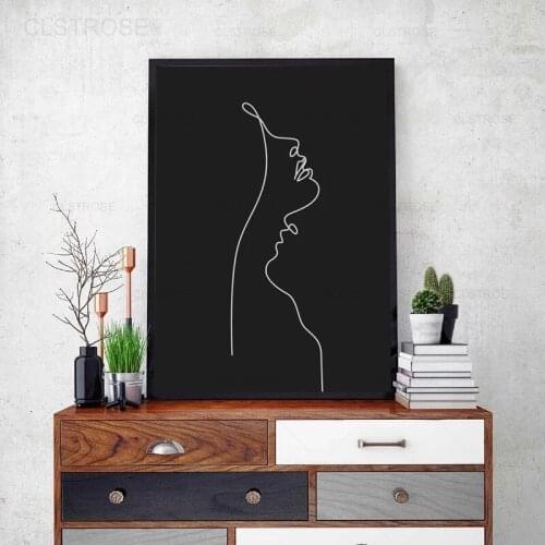 Abstract Woman Face Art Poster Black and White Minimalist Picture Modern Nordic Wall Painting Home Decoration for Living Room