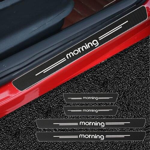 Mutips 4pcs Carbon Fiber GT Car Sticker Door Sill Threshold Trim Cover Exterior Decoration For Kia Morning Auto Accessories 2020