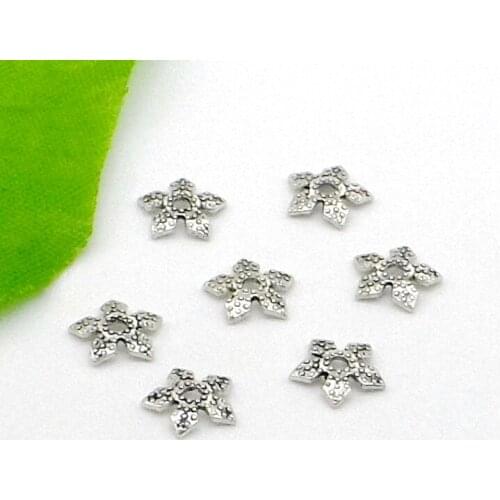Free Ship 1000Pcs Tibetan Silver Flower Beads Caps For Jewelry Making 8x2mm