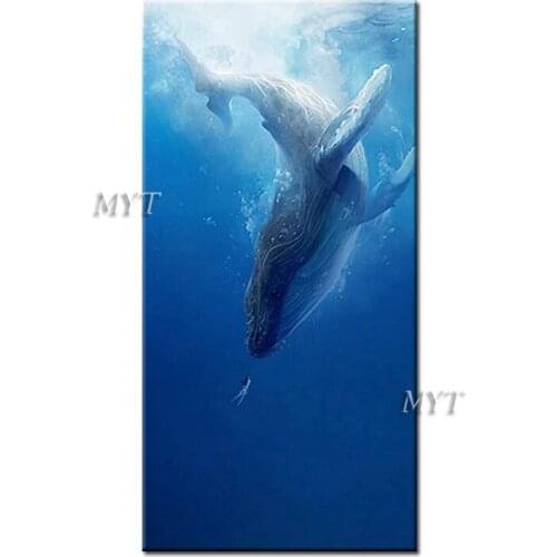 Free Shipping Unframe The Dolphins Picture Modern Abstract Artwork Handmade Oil Painting On Canvas Wall Art For Room Home Decor