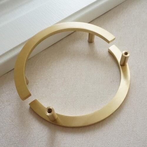Brushed Brass Furniture Hardware Semicircle Handles for Cabinets and Drawers Door Handle Knob Pure Copper Wardrobe Cupboard Pull