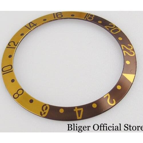 Alloy 37.6mm*30.7mm Slope Gold Coffee Watch Bezel Insert fit 40mm Case